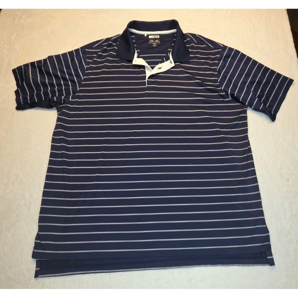 Adidas ClimaCool 2XL Mens Blue Striped Polo
